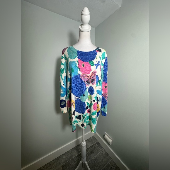 Talbots Soft Knit Butterflies Floral Back Button Up Cardigan Colorful Size 1X - Picture 3 of 14